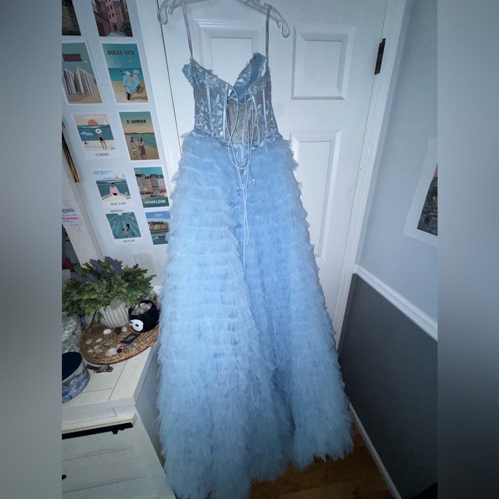 Sherri Hill Light Blue Prom Dress - Picture 2 of 11